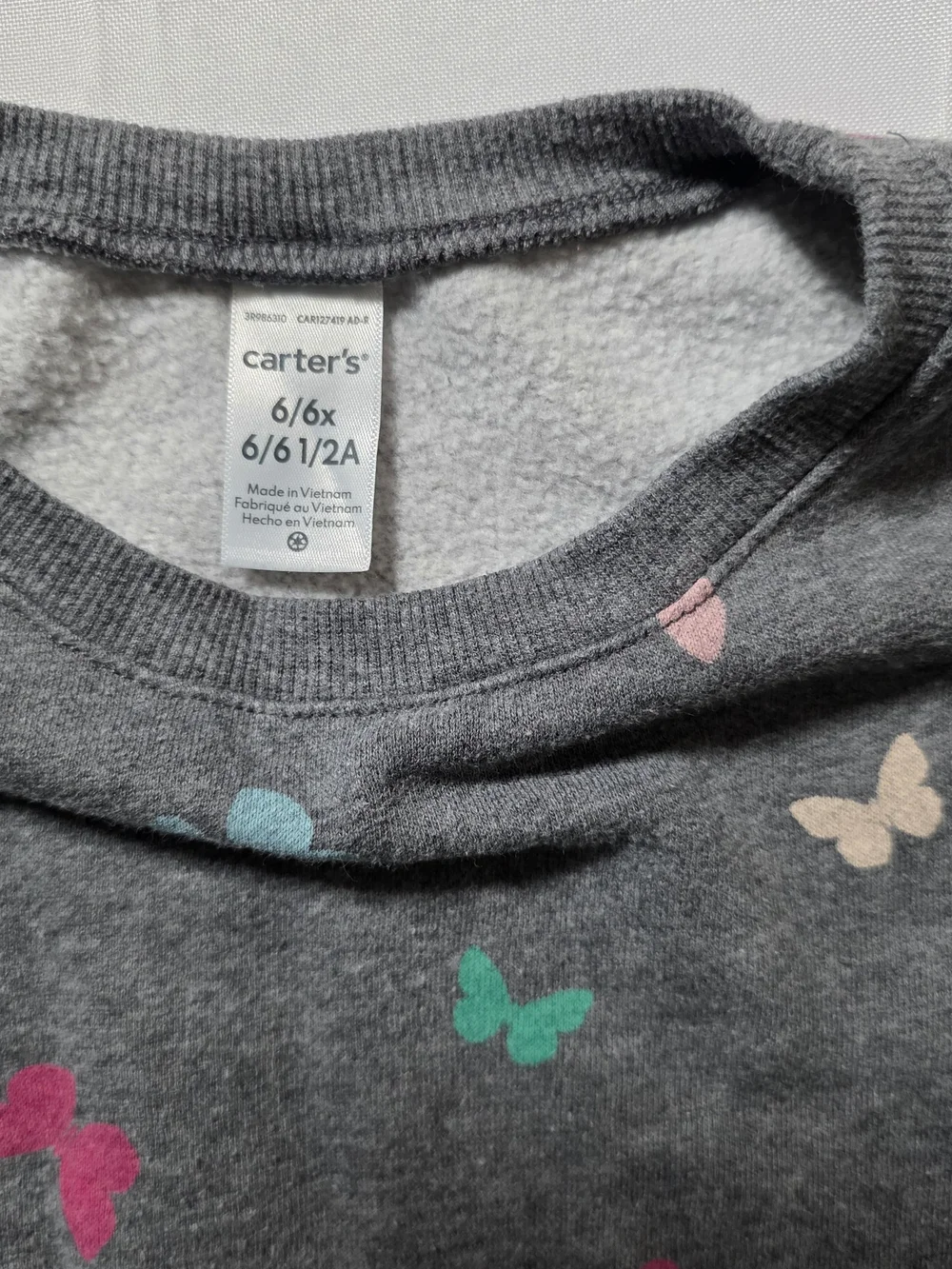 Carter's Gray Butterfly Sweatshirt with Multicolor Butterflies